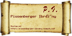 Pissenberger Ibrány névjegykártya